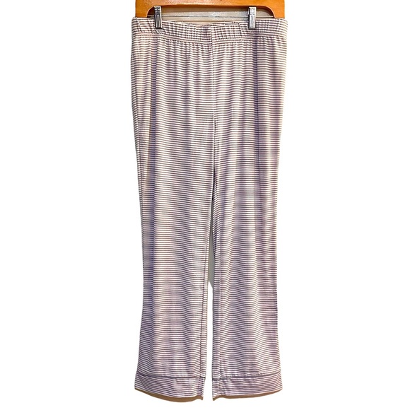 Rae Dunn Pajamas Set ‘COFFEE FIRST’ Size Medium Ballet Pink & Gray Stripes - Picture 2 of 10